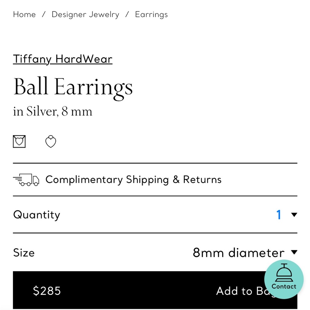 Worn once authentic Tiffany ball earrings